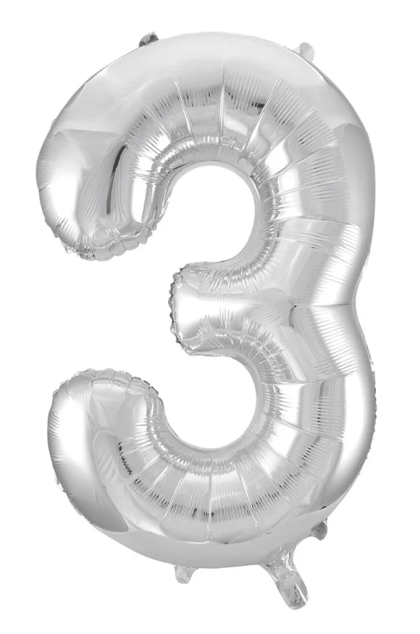Hisab Joker Folieballong 86 cm siffra 3 silver